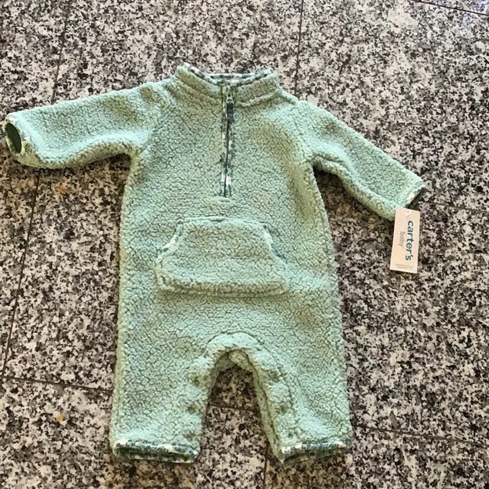 Carter’s mint green sherpa one-piece